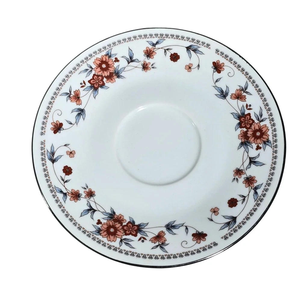 Sheffield Anniversary‎ Fine China Saucer Floral Pattern Silver Rim Made in Japan